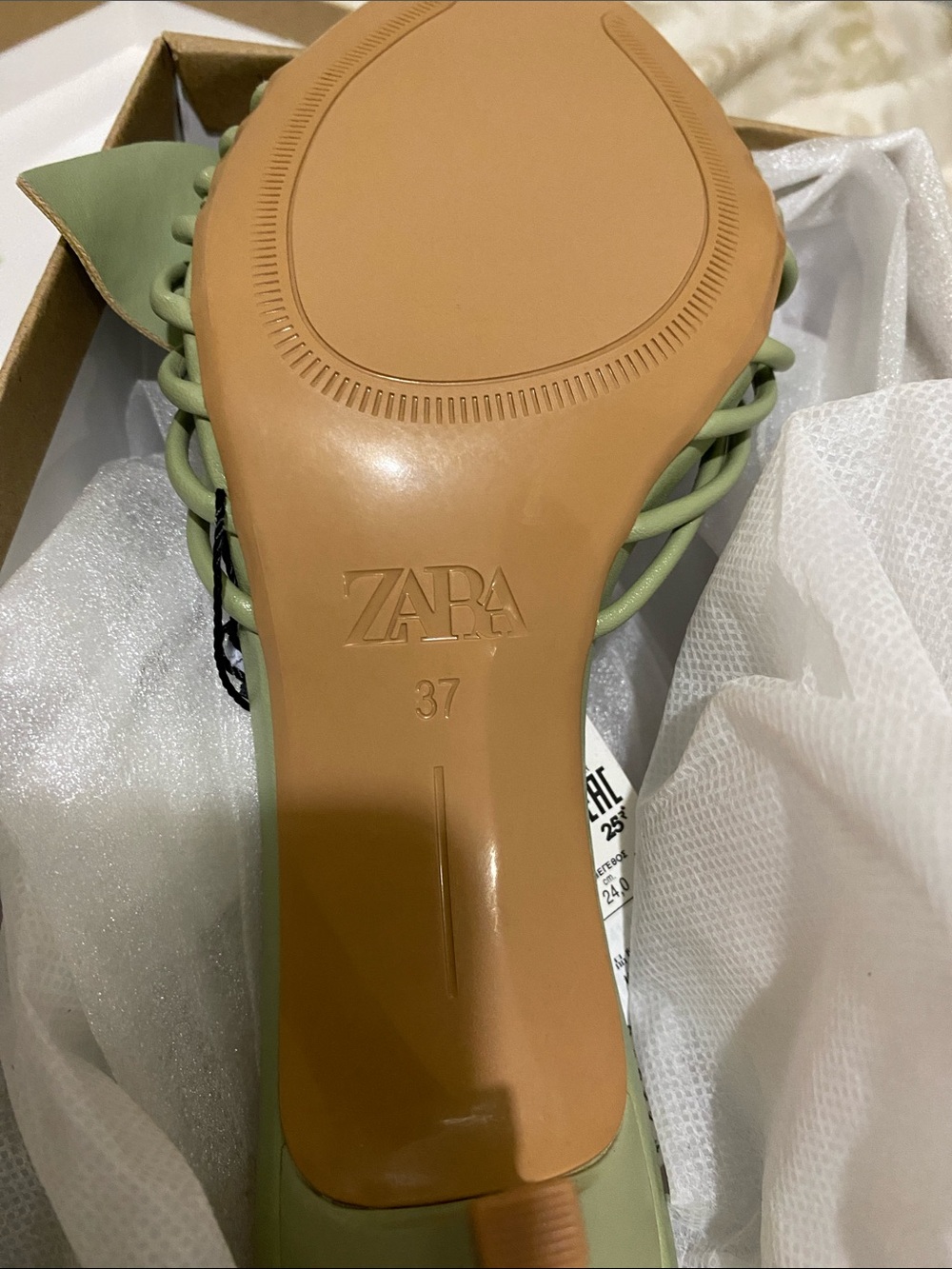 ZARA Light Sage Green Knotted Strappy Slide - Picture 3 of 5